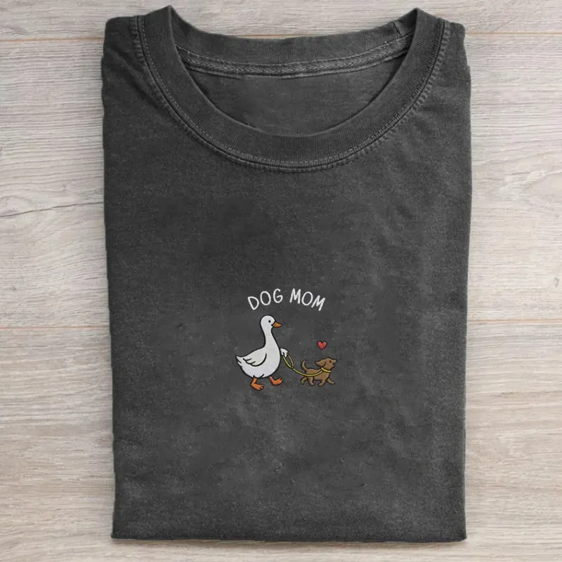 Dog Mom Goose Embroidered T-shirt