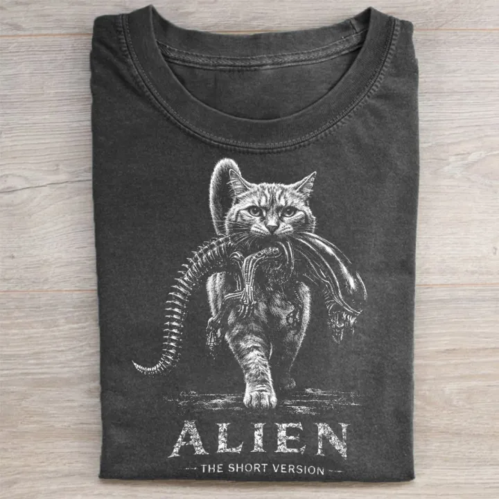 Sci-Fi Horror Parody Cat Graphic T-shirt